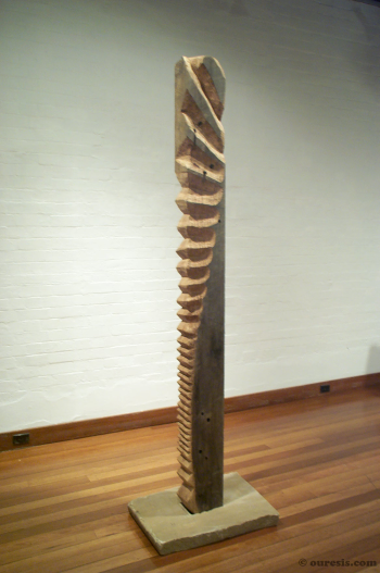 Terirem, hardwood with sandstone base. Photograph from a solo exhibition entitled The Movement of the Body in a Stationary Object, Ivan Dougherty Gallery, Sydney, Australia 2002