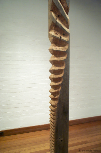  Terirem, hardwood with sandstone base (detail). Photograph from a solo exhibition entitled The Movement of the Body in a Stationary Object, Ivan Dougherty Gallery, Sydney, Australia 2002.