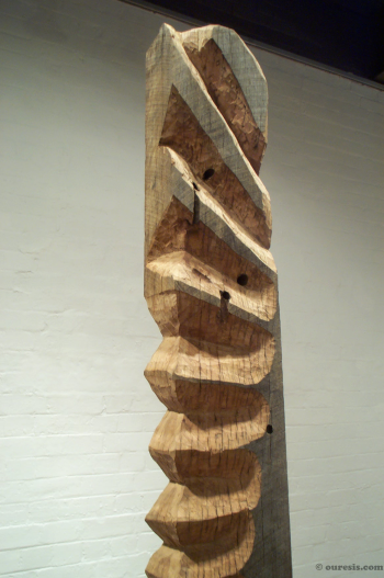 Terirem, hardwood with sandstone base (detail). Photograph from a solo exhibition entitled The Movement of the Body in a Stationary Object, Ivan Dougherty Gallery, Sydney, Australia 2002.