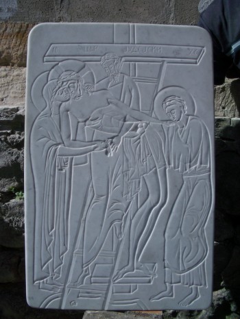 Deposition, marble relief, 2000.